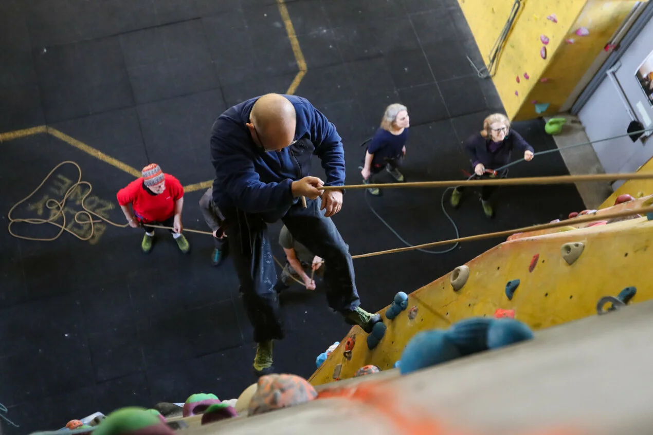 a person on a climbing wall